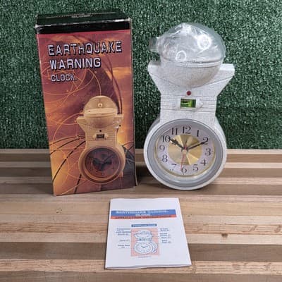 Vintage 90s Earthquake Warning Clock EA2000-C White Version