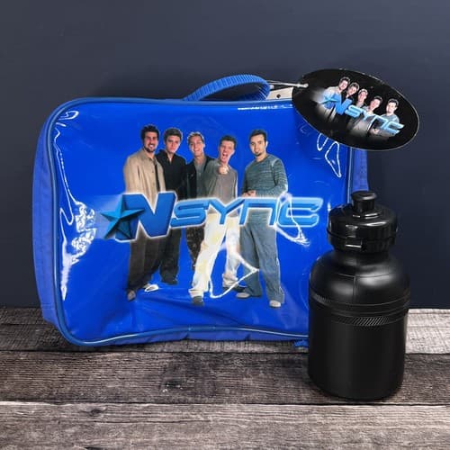 Vintage Pyramid Nsync Blue Zip-up Lunch Bag W/ Water Bottle New
