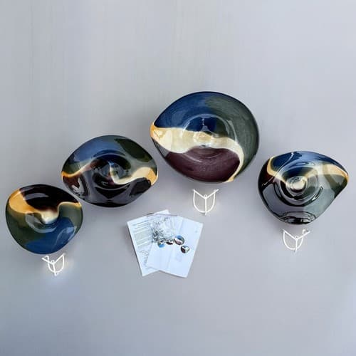Nicholson Blown Glass One of a Kind Wall Mounted Free Float Wave Series Bowl