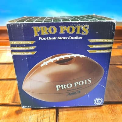 Pro Pots Football Slow Cooker 1.5 Qts Dip Warmer FB-77 NFL Worn Box