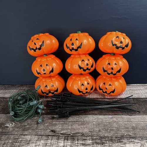 Vtg 90s OTC Jack-O-Lites Pumpkin Blow Mold Path Light Lamplight Farms Halloween