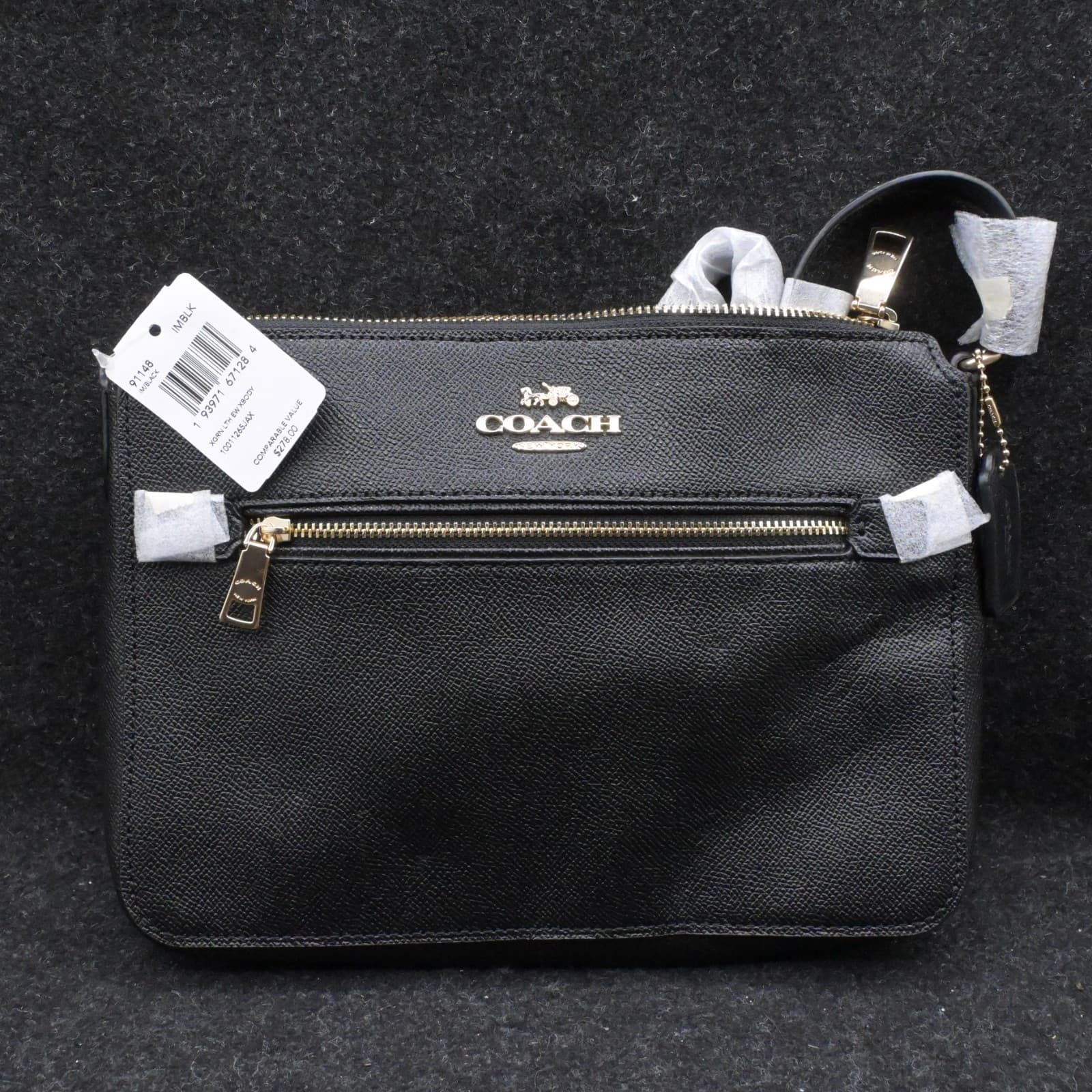 COACH 91148 Crossgrain Leather Gallery File Bag Crossbody Black