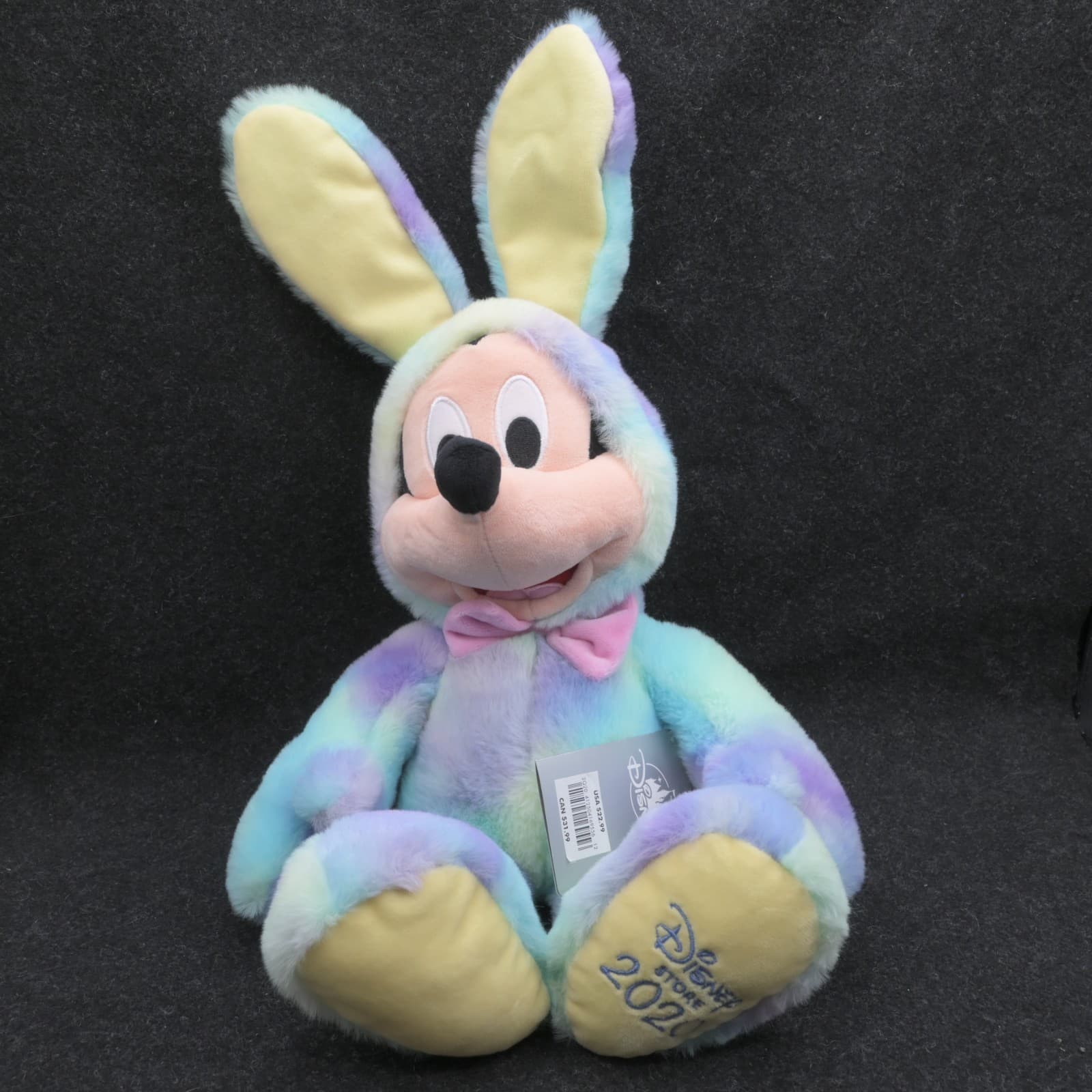 CUDDLY MICKEY MOUSE PLUSH EASTER BUNNY DISNEY STORE 2020 LOGO ON FOOT