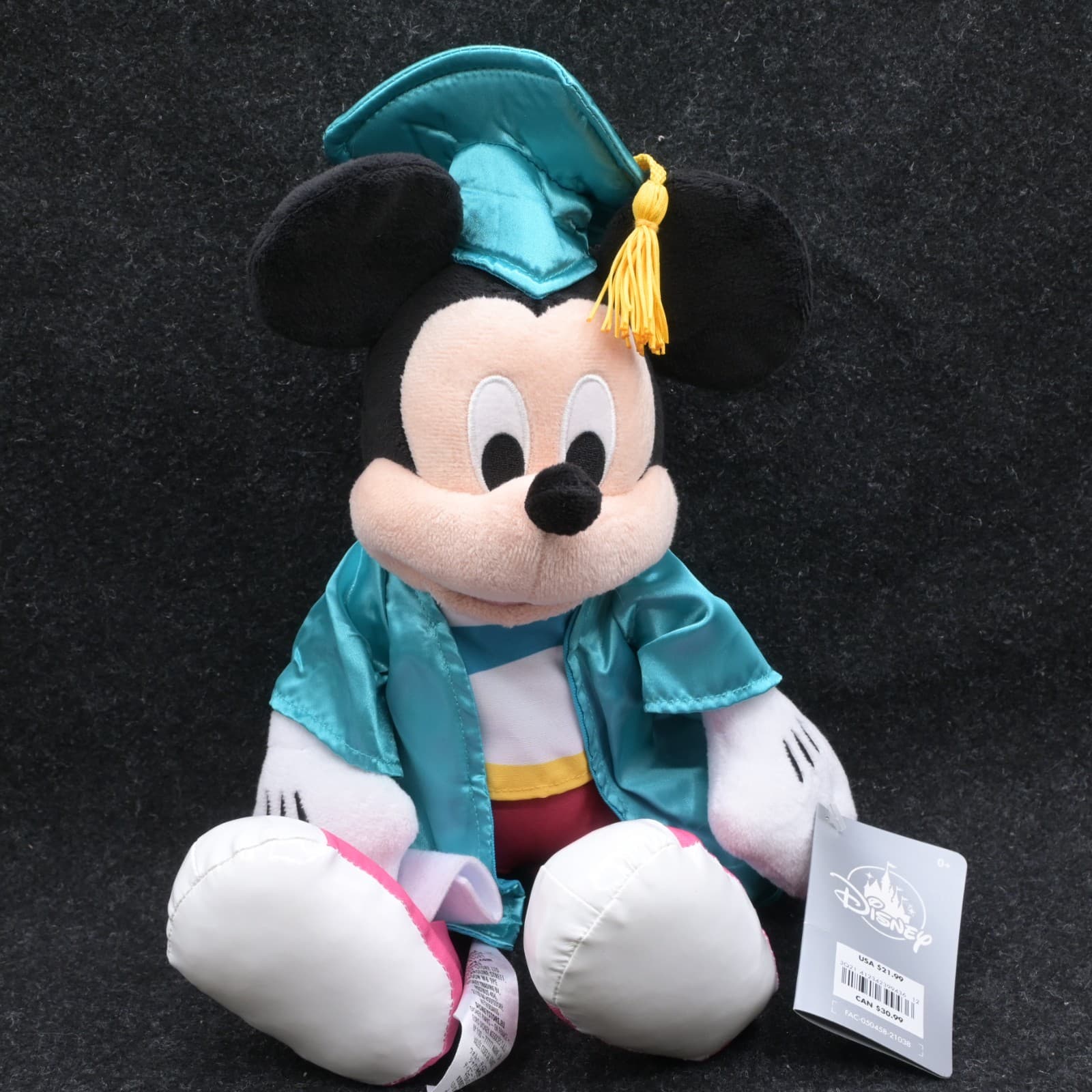 Disney Parks Mickey Mouse Class of 2021 Graduation Plush Teal Cap Gown