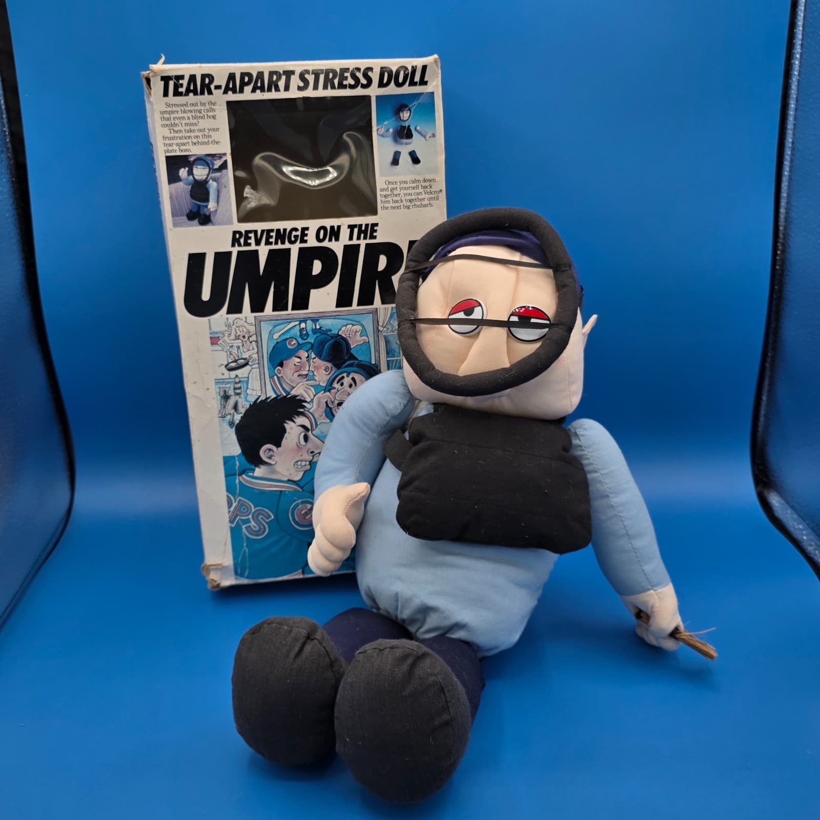 Vintage 1989 Revenge on the Umpire Tear-Apart Baseball Ump Stress Doll in Box