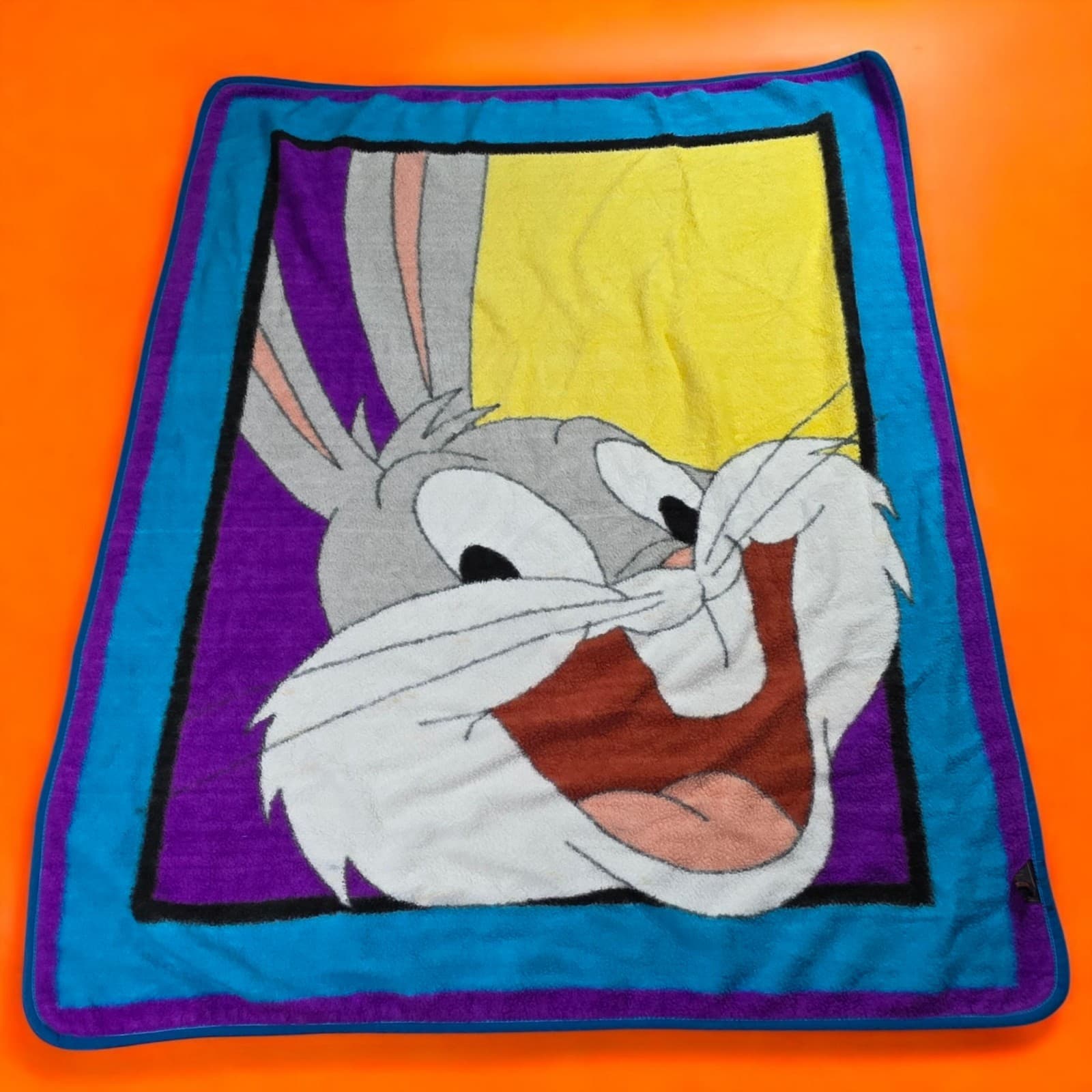 Vintage Bugs Bunny Biederlack Owen Looney Tunes Blanket Throw USA Reversible