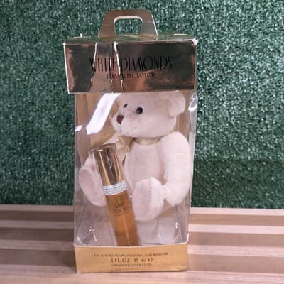 White Diamonds by Elizabeth Taylor 5Fl oz Eau de Toilette Spray w/a White Teddy!