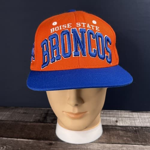 VINTAGE Boise State Broncos Hat Cap Blue Orange Wool Blend Adjustable Snapback