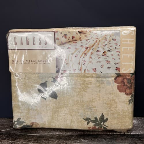 CARESS VINTAGE ROSE PRINT TWIN FLAT SHEET BRAND NEW IN PACKAGE COTTAGE CORE