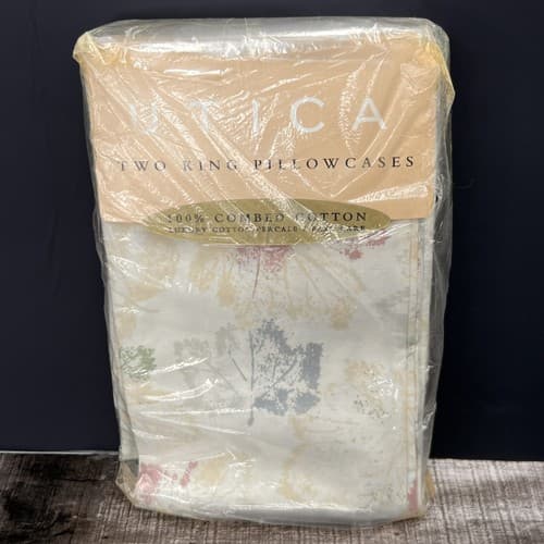 Vintage Utica Fall Leaf Leaves 2 King Pillowcase Combed Cotton USA 200 Thread
