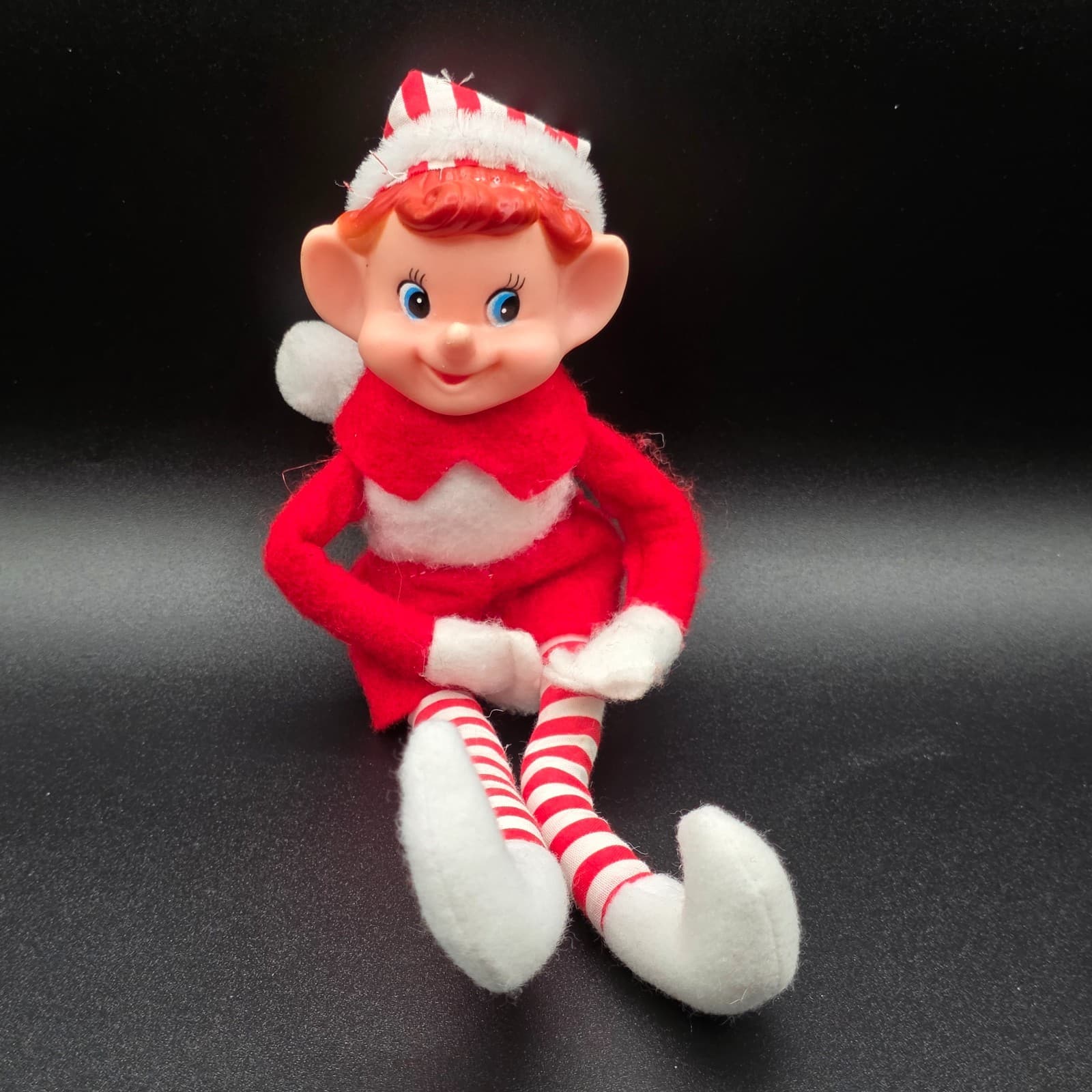 Vintage Elf Shelf Sitter Pixie Pointy Nose Red White
