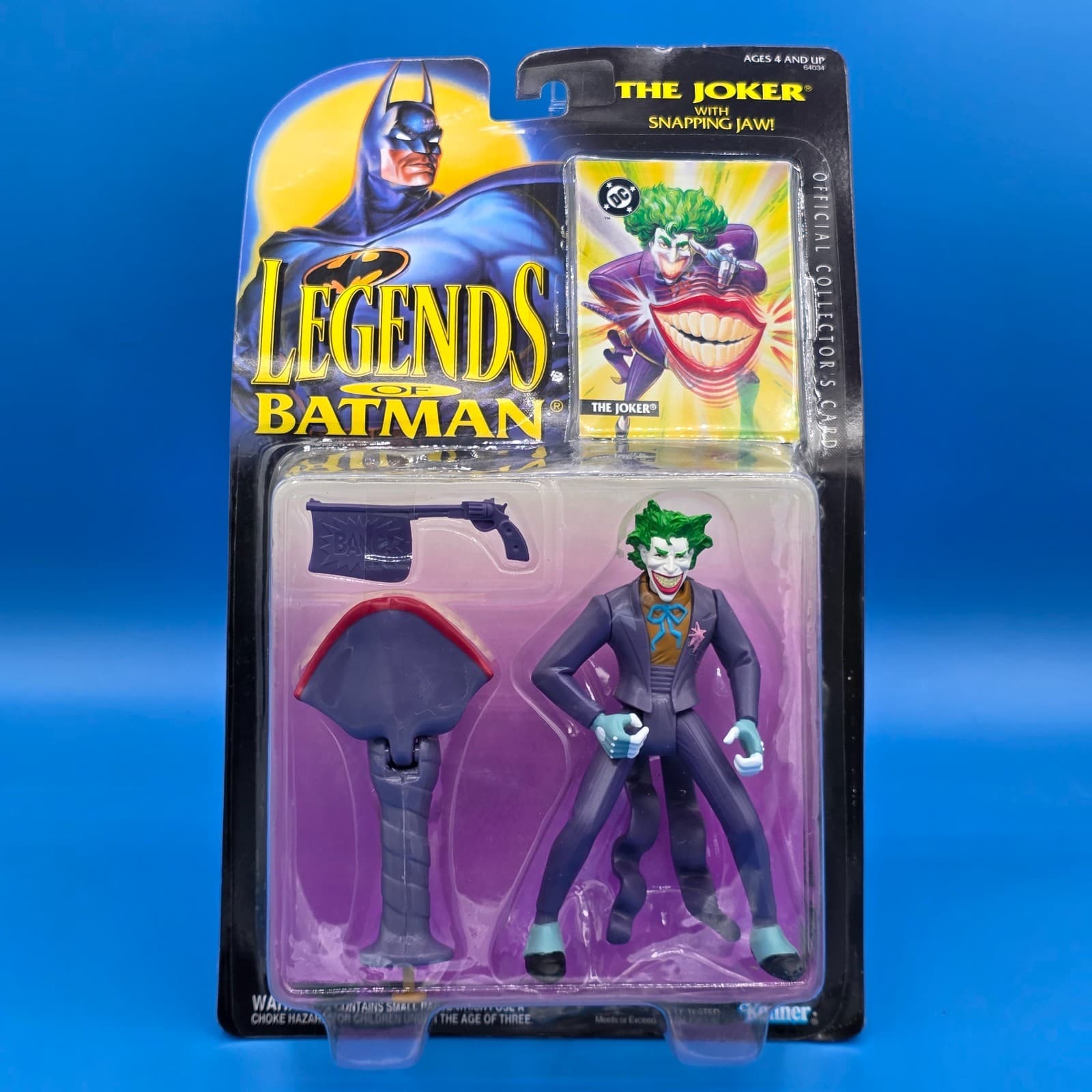 Legends of Batman The Joker Figure w/ Snapping Jaw Collector's Card 1994 Kenner