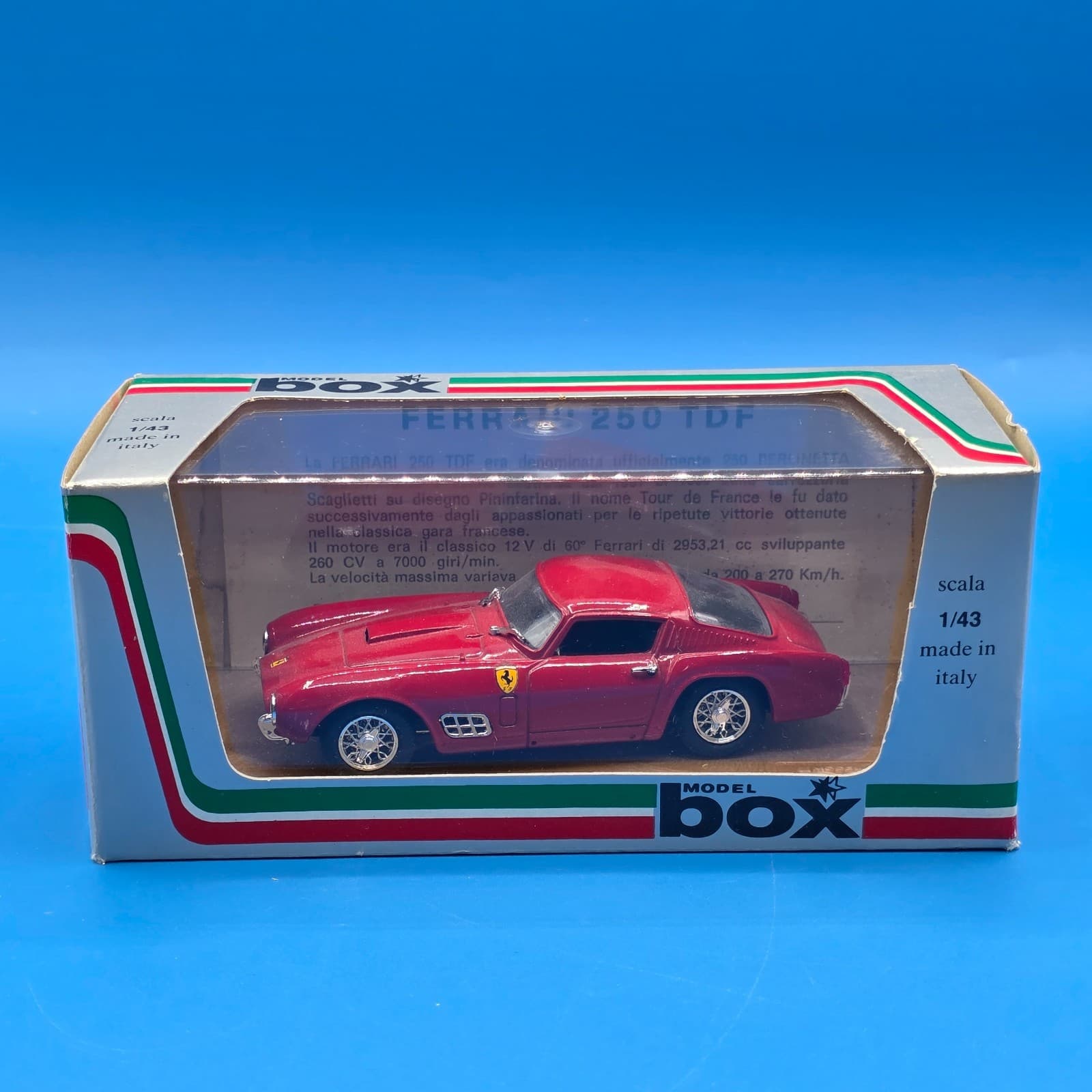 Box Model 8424 Ferrari 250 TDF *Prova* Diecast w/Case 1:43 Red