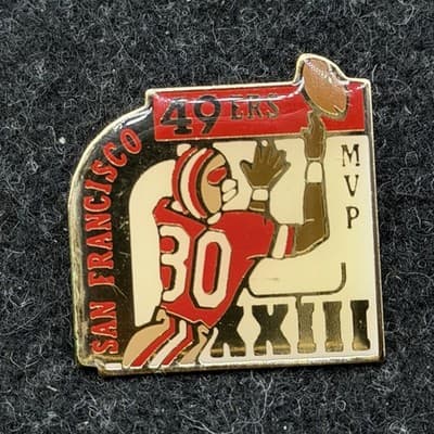Vintage SAN FRANCISCO 49ERS XXIII Pin JERRY RICE MVP Superbowl Unocal 76