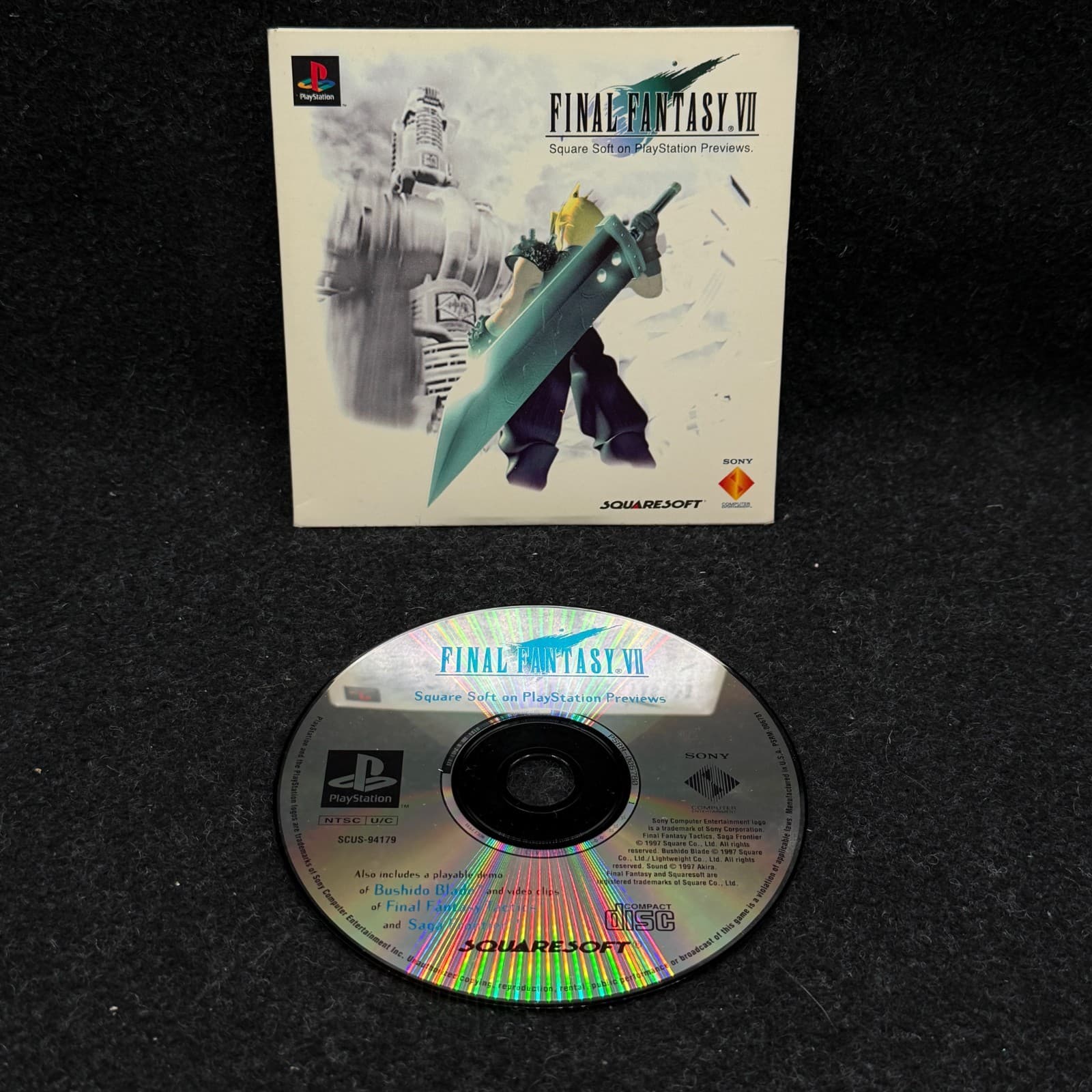 Final Fantasy VII 7 Preview Demo Disc w/ Sleeve Sony Playstation 1 Authentic Ps1