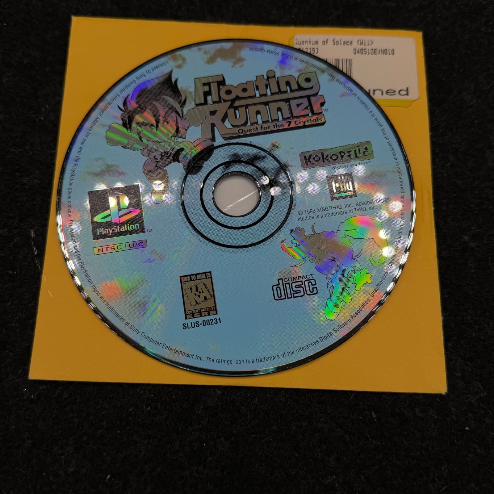 Floating Runner: Quest for the 7 Crystals (Sony PlayStation) Disc Only TESTED