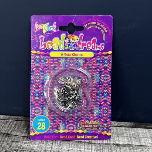 Vintage 90s Lisa Frank Bead Dreams 6 Metal Charms #28 Lady Bug Butterfly