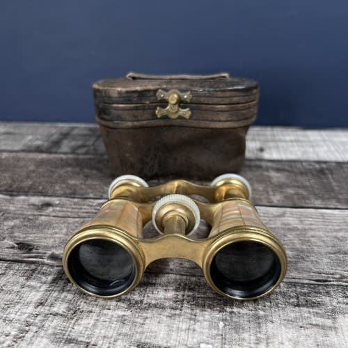 Antique Laval Paris Opera Glasses Binoculars Brass And Mother of Pearl