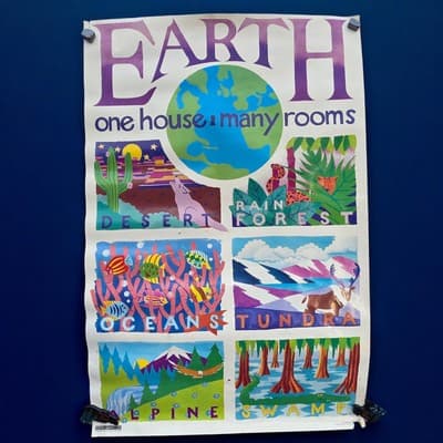 Vintage 1991 Western Graphics Earth One House Many Rooms 21" x 31.5" Poster