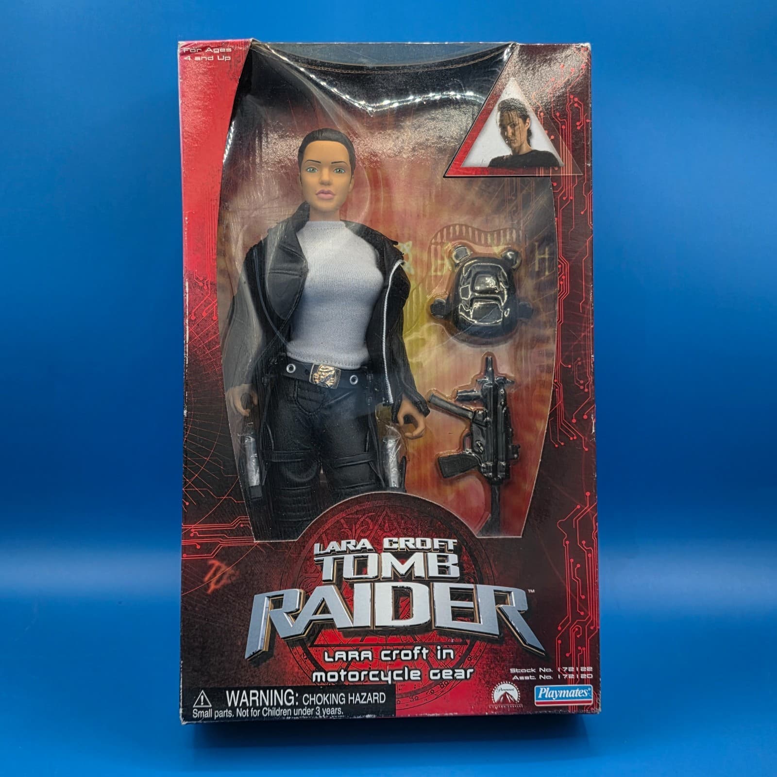 2001 Playmates Tomb Raider Lara Croft In Motorcycle Gear Action Figure Jolie NIB