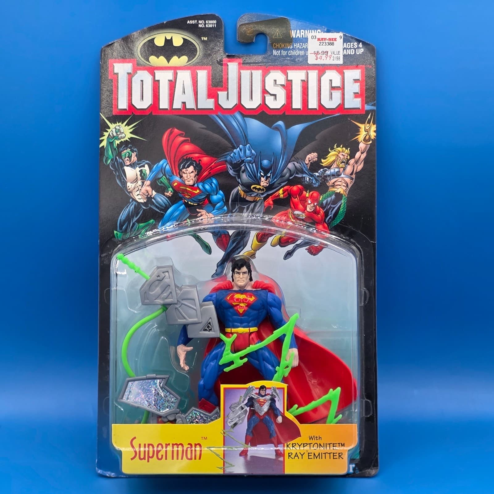 Total Justice SUPERMAN Action Figure with Kryptonite Ray Emitter circa 1996 MIB
