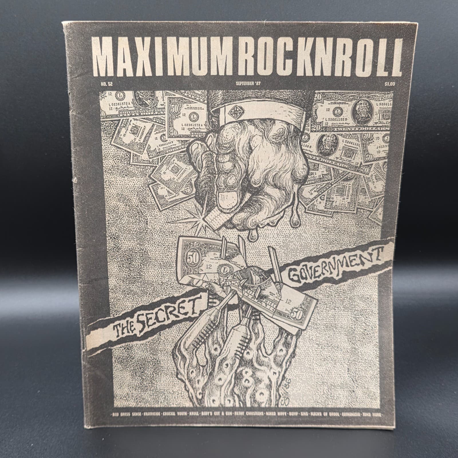MAXIMUM ROCK N ROLL FANZINE-SEPTEMBER 1987-#52-THE SECRET GOVERNMENT-FRATRICIDE