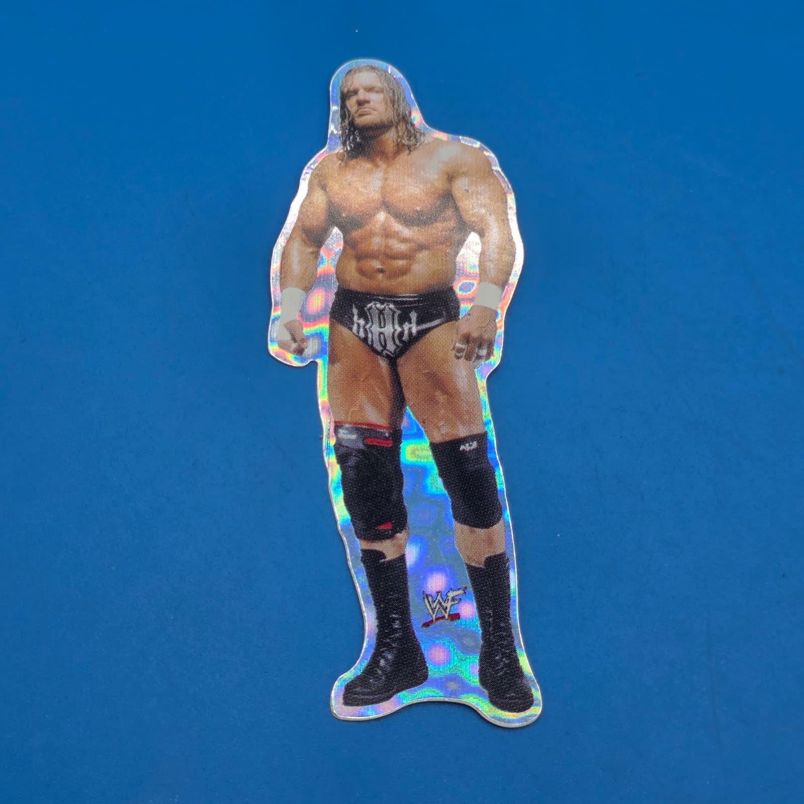 2000 WWF Wrestling vending machine sticker Triple H Hunter die cut prism swsw6
