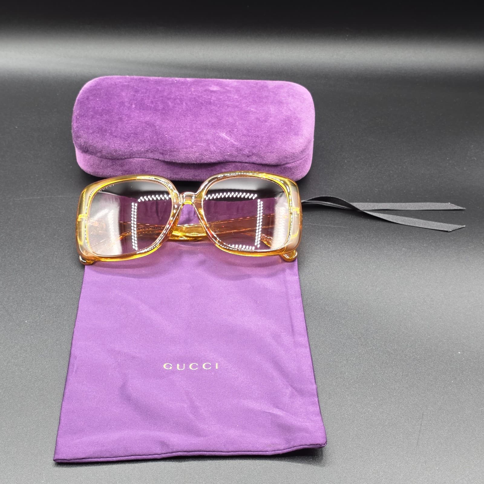GUCCI Womens GG0714SA 003 Multi Color Square Gradient Sunglasses YELLOW RED