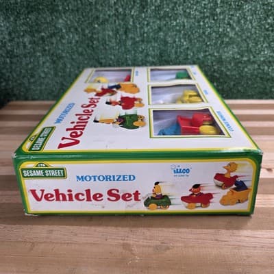 Vintage 90s SESAME STREET VEHICLE SET Bert Ernie Big Bird Cookie Monster car toy