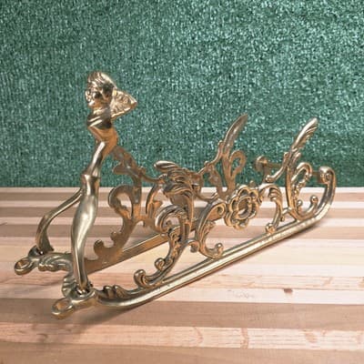 Vintage Brass Wine Bottle Holder Sleigh Frame Only 12.5 Inch Sled
