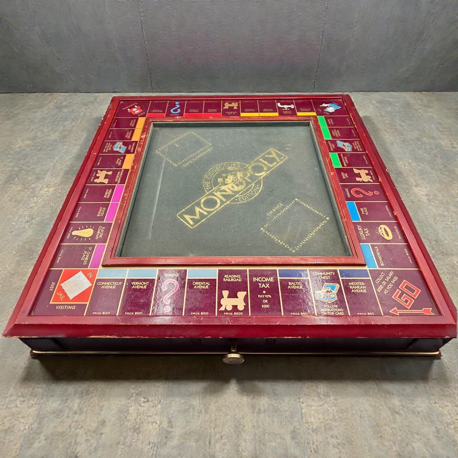 1991 Franklin Mint Monopoly Collector’s Edition Wooden Game Board Only 21" Rare