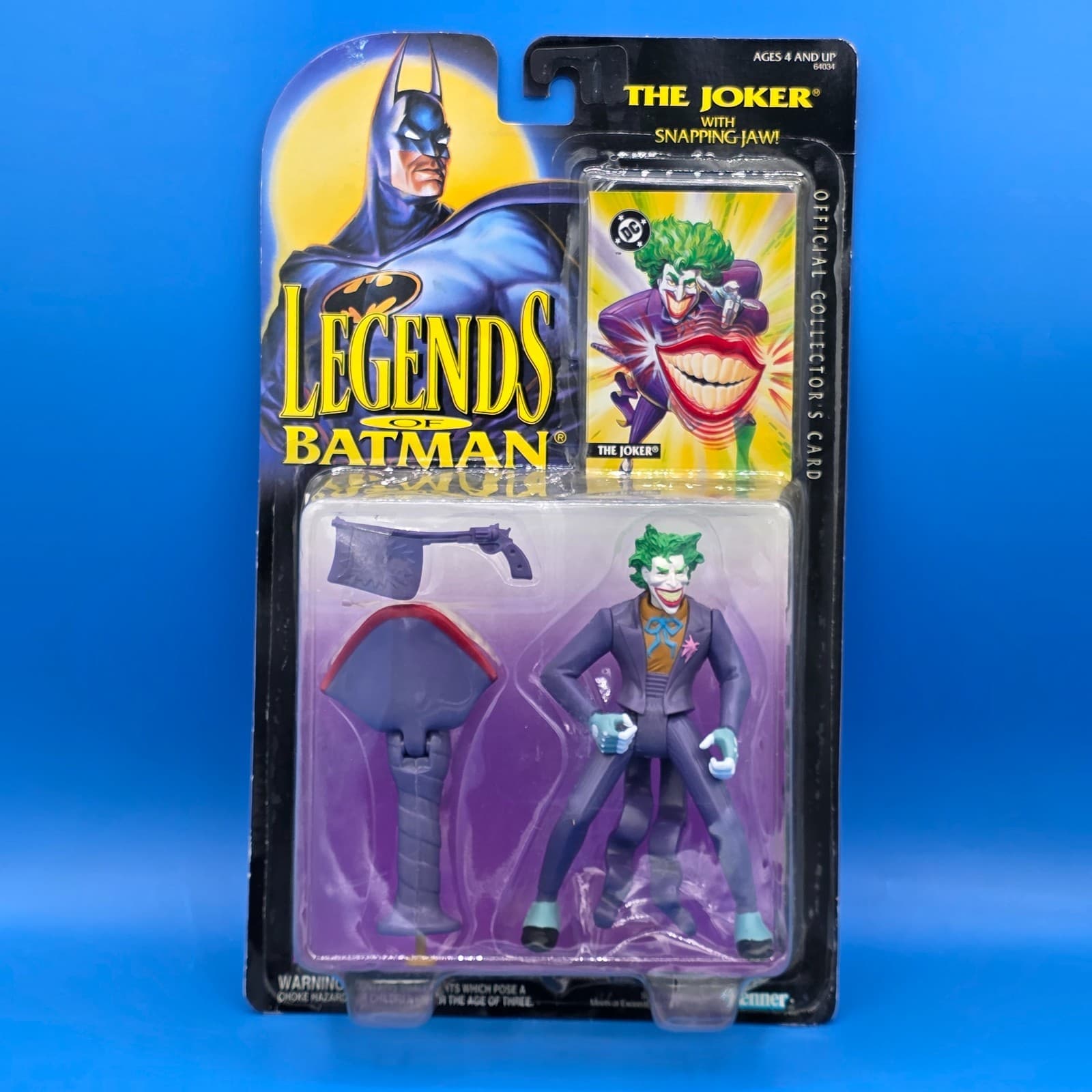 Legends of Batman The Joker Figure w/ Snapping Jaw Collector's Card 1994 Kenner