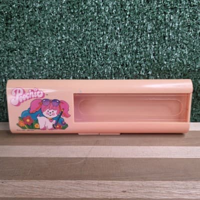 Poochie Pencil Case VINTAGE 1982 Mattel Pink Hard Case ADORABLE Japan 80s