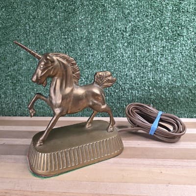 VINTAGE MARKAY UNICORN FIGURAL BRASS LAMP TOUCH DIMMER SWITCH - KOREA