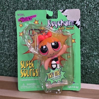 1999 Powerpuff Girls Blossom Keychain Cool Clip & Chain KB Toys Trendmaster