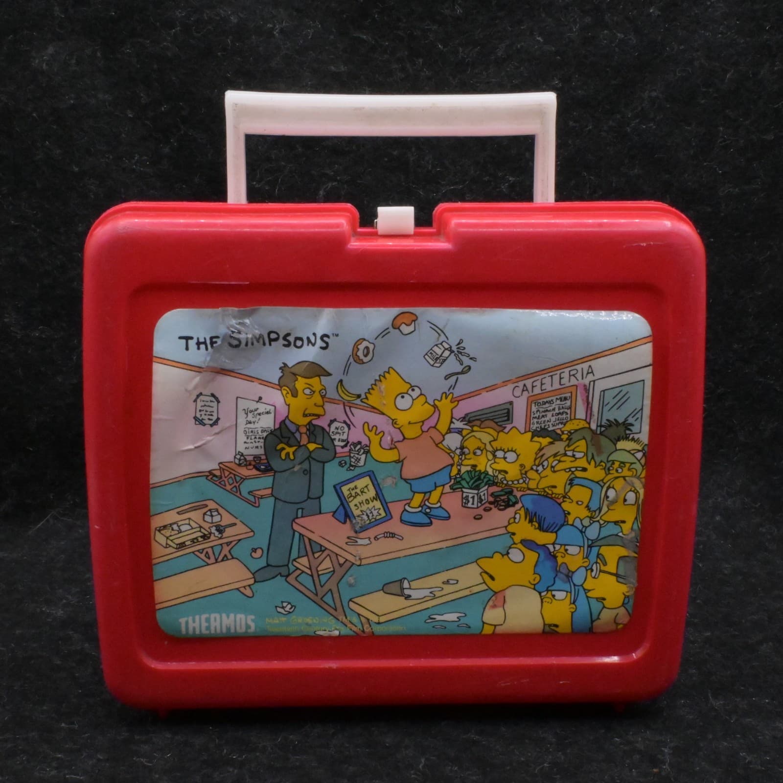 Vintage 1990 Thermos Co The Simpsons Bart Cafeteria Lunchbox No Thermos Cup
