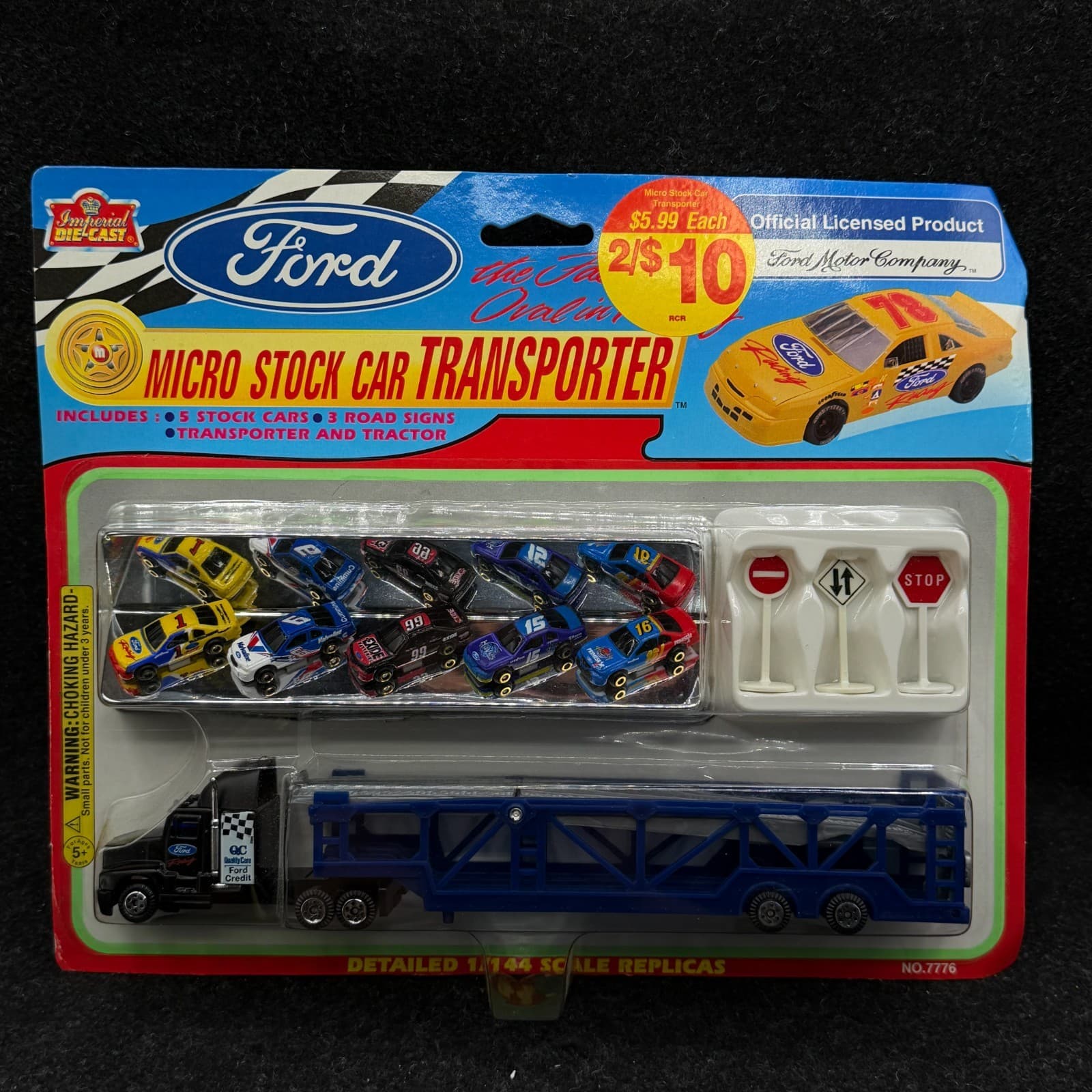 Vintage 1997 Imperial Ford Racing Team Micro Stock Car Transporter