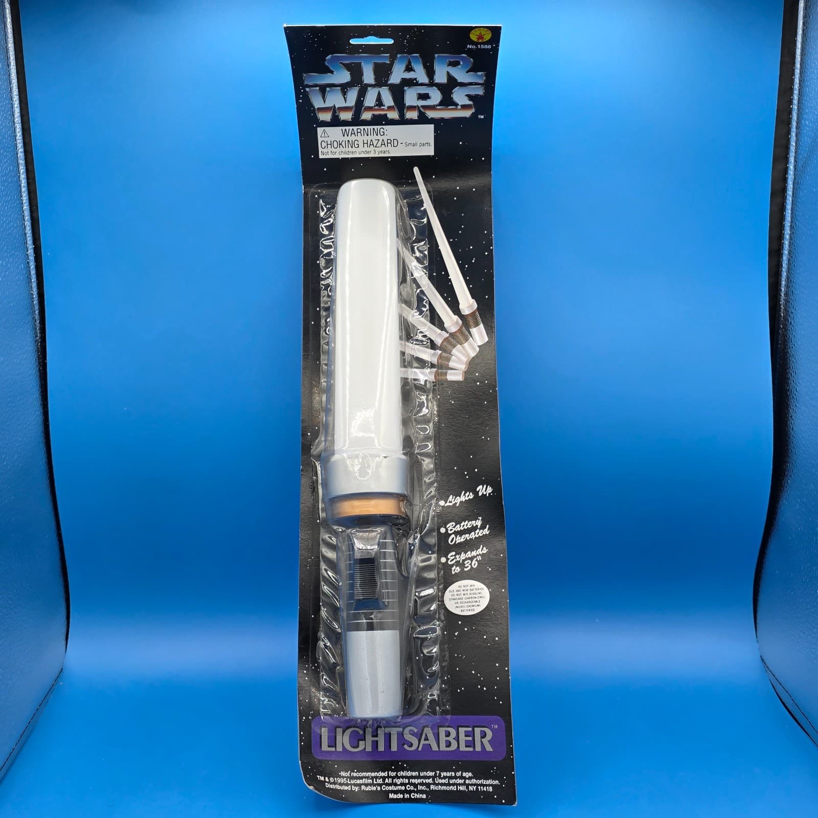 RARE Vtg Star Wars Rubies 1995 Lightsaber #1588 Lights Up Expandable to 36”New