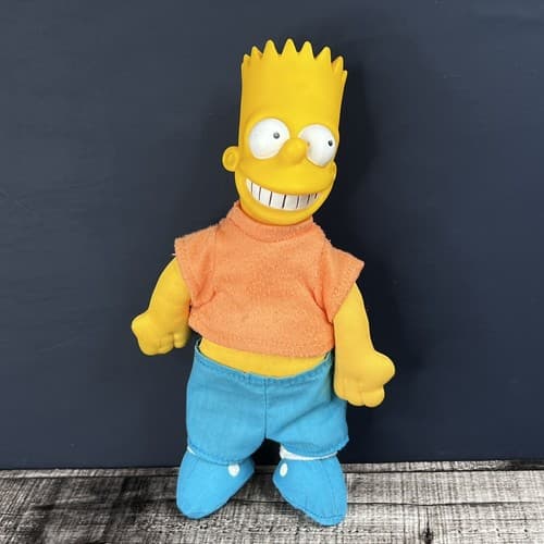 The Simpson’s Cartoon 1990 Bart Simpson Doll Plush Molded Head 9 Inches Vintage