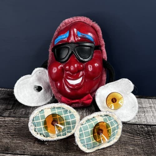 Vintage 1980's California Raisins Plush Stick 'em Up Suction Cup Toy Rubber Face