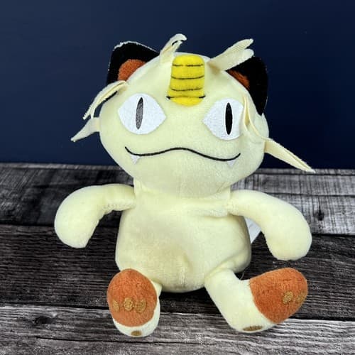 Meowth Pokemon Plush Game Freak 1998 Nintendo 6" Bean Bag yellow