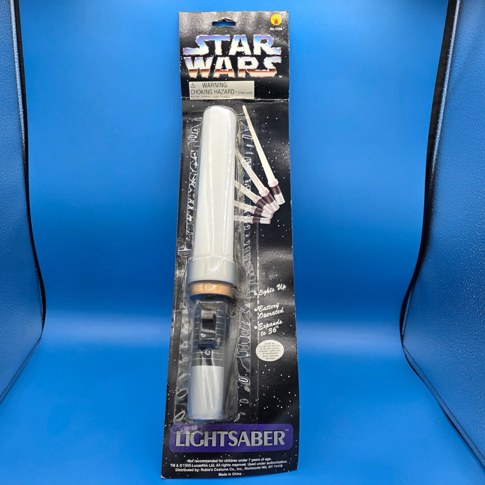 RARE Vtg Star Wars Rubies 1995 Lightsaber #1588 Lights Up Expandable to 36”New