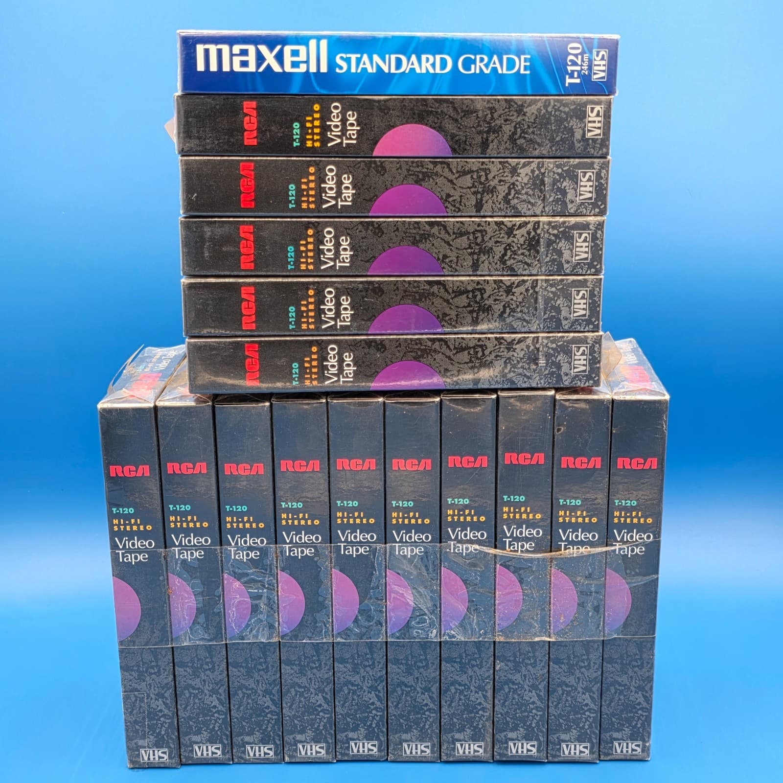 Pack of 16 RCA T-120 & Maxell Video Tapes Blank VHS Cassettes Factory Sealed
