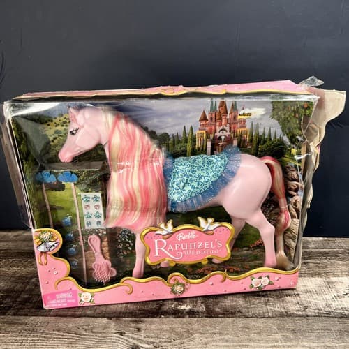 Rare 2005 Mattel Barbie Rapunzel's Wedding Dream Team Pink Horse J6851 J6852 New