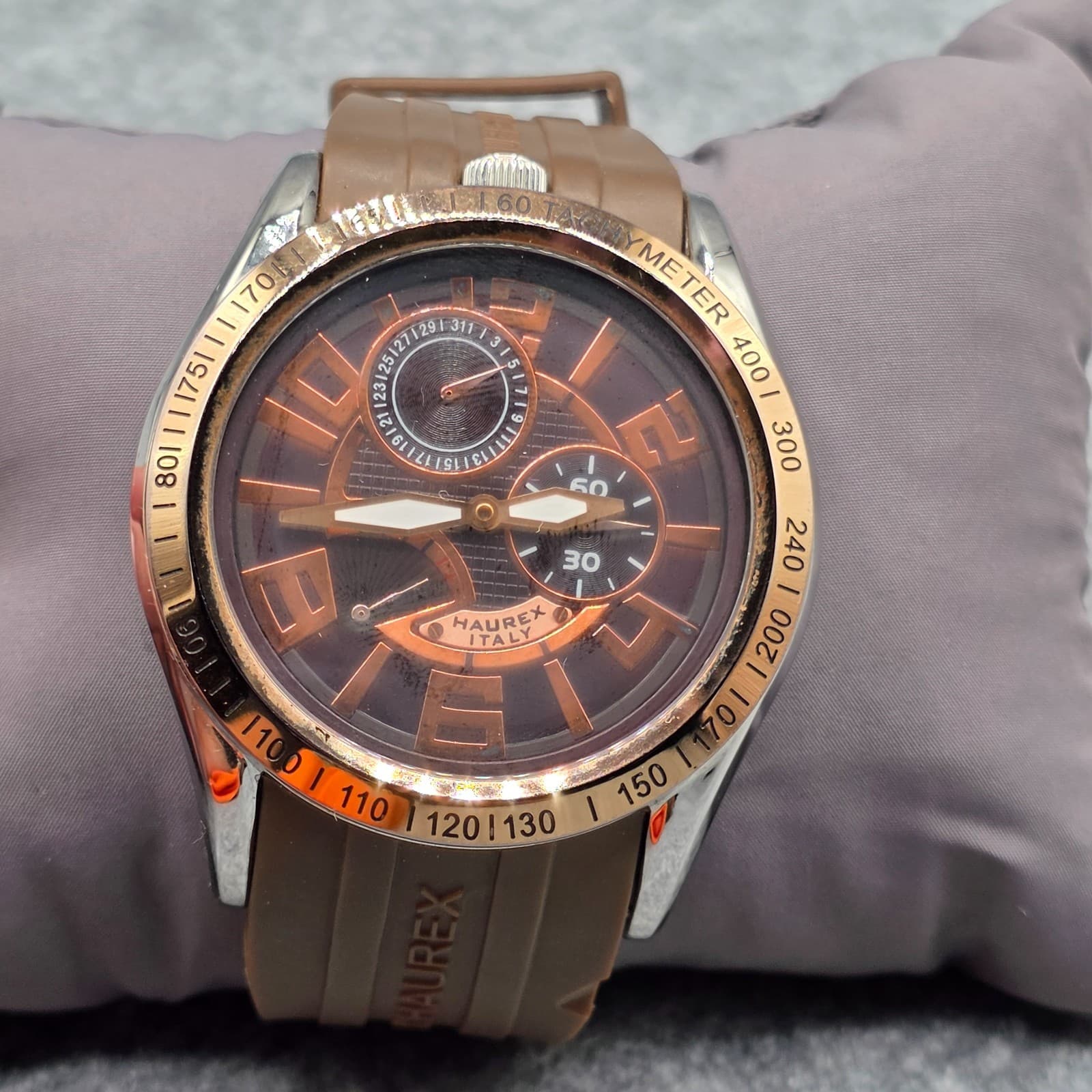 Haurex Automatic Gold Plated Brown Watch CD333UMH Adjustable