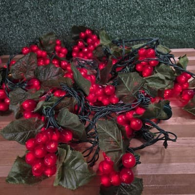 Vintage Lot of 3 10 Clusters of 10 Red Grapes String Light 129” Length