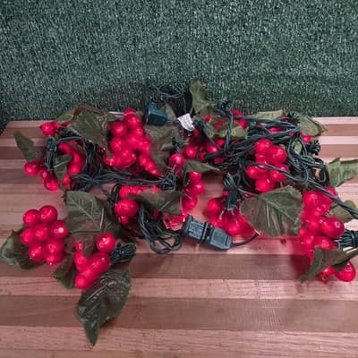 Vintage Lot of 2 10 Clusters of 10 Red Grapes String Light 129” Length