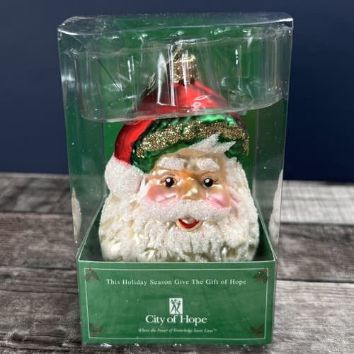 Christborn ORNAMENT Vintage Christmas SANTA FACE Hand Blown Glass GERMANY