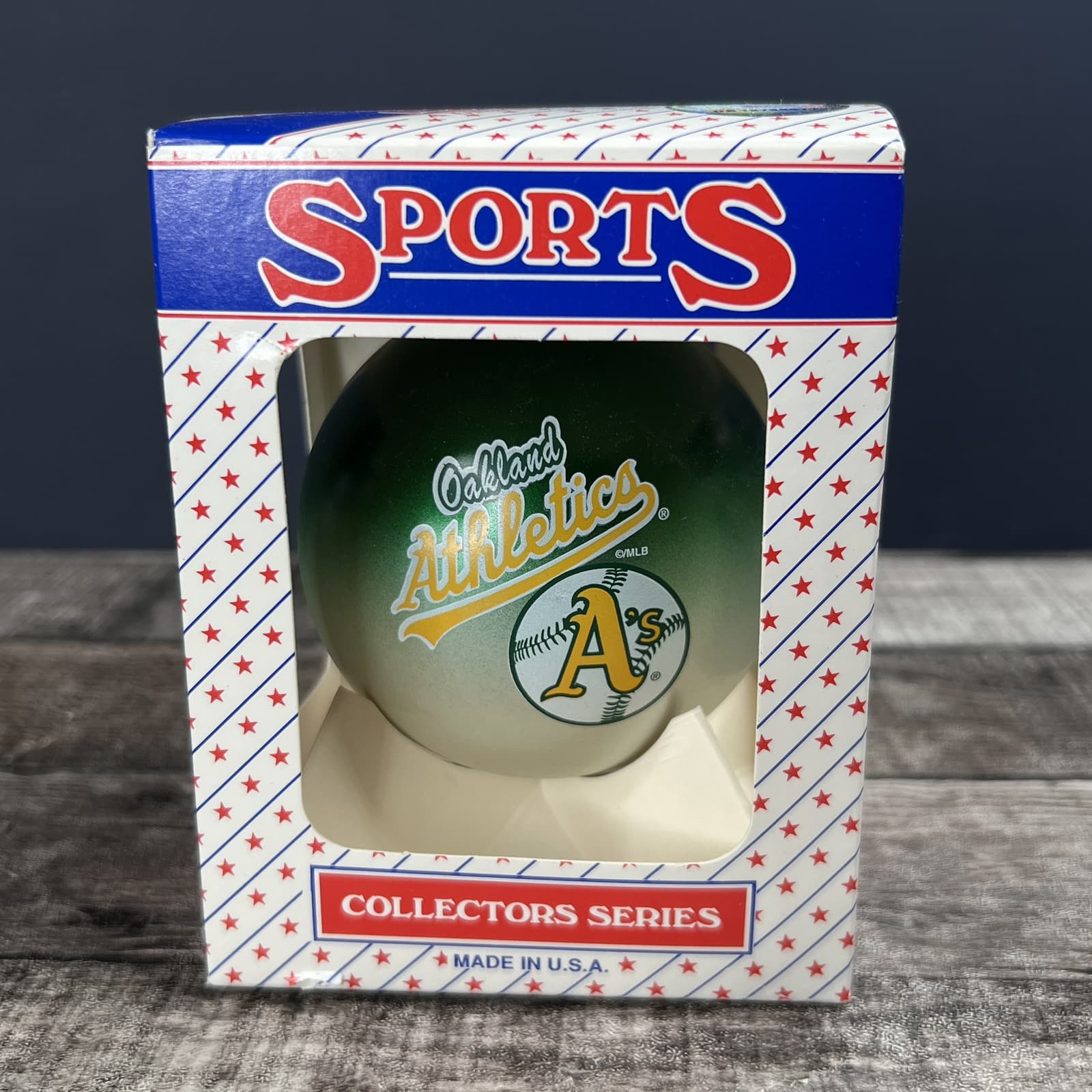 Original Oakland A's Athletics MLB Glass Ball Ombre Color Christmas Ornament