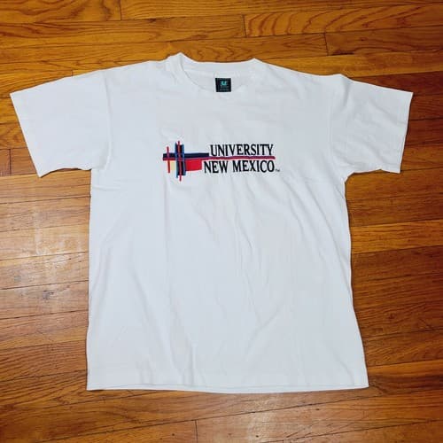 VTG U-TRAU Men Sz Large University of New Mexico White T-Shirt Single Stitch USA